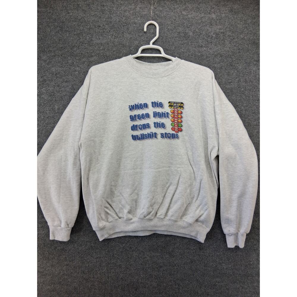 Vintage Hanes Ultimate Cotton Sweatshirt Mens XL Drag Racing PrintPro